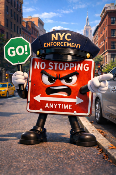 Spotlink image explaining no standing parking rules in NYC